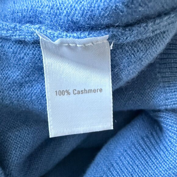 Caslon 100% Cashmere Women's Long Sleeve Blue V-Neck Sweater Warm Cozy Size L - Picture 4 of 4